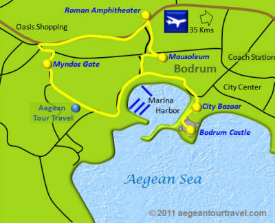 Bodrum City Tour Location Map